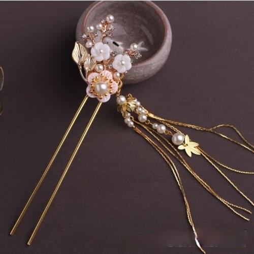 Hanfu Metal Hair Pins Chinese Hair accessories Hairsticks Tassel Step Swinging Hairpin Ancient Ornaments Headdress