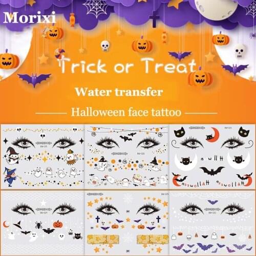Morixi Halloween tattoo sticker for kids party face body makeup 12 colors water transfer printing temporary tattoo RA083
