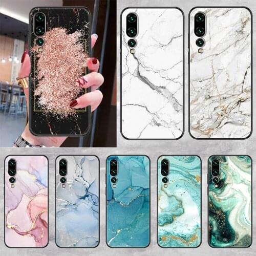 Marbling Phone case For Huawei P Mate P10 P20 P30 P40 10 20 Smart Z Pro Lite 2019 black pretty shell luxury prime fashion Etui