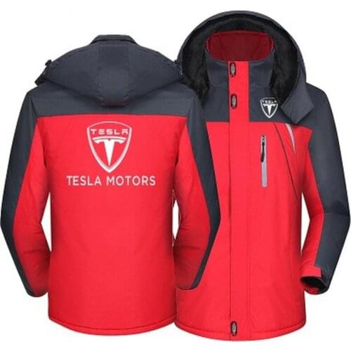 2021 Winter Jacket Men for Tesla Motors Thick Warm Coat Male Windproof Hooded Outwear Casual Mountaineering Overcoat A