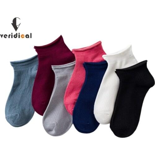 Veridical Ankle Socks Woman Bamboo Fiber Solid Loose Diabetes Series Crew Boat Socks Harajuku Low Socks Good Quality 5 Pairs/Lot