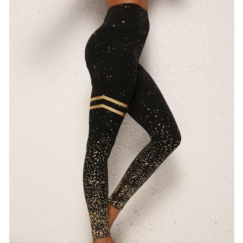 New Women Yoga Pants Skinny Home Gym Sport Long Fitness High Waist Exercise Print Ladies Patchwork Stretch Waist Gliter 2020