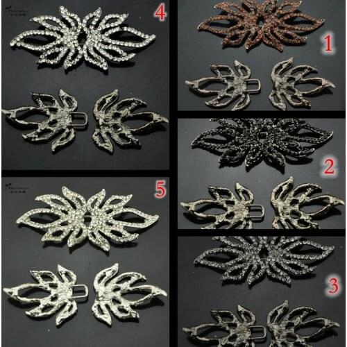 NEW High grade leaf metal crystal rhinestone buckles buttons for fur coats fashion clothing scarf.white coffee black