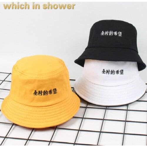 Embroidery Chinese Letter Bucket Hat For Women Men Cotton Summer Sun Panama Male Fishermen Hat Outdoor Female Fishing Cap Bonnet