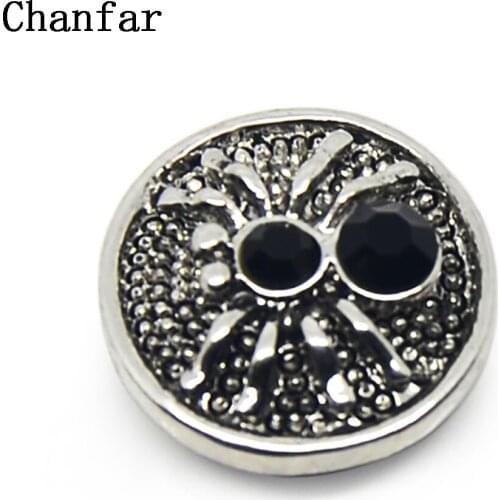 Spider Pattern Rhinestone Paved Alloy Snap Button Charms For Women Fashion Jewelry