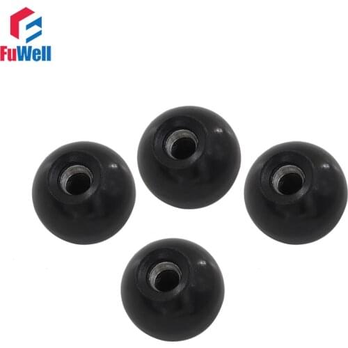 4pcs M12 x 40mm Ball Knob Iron Insert 12mm Thread 40mm Ball Diameter Bakelite Black Ball Lever Knob for Machine Tool Replacement