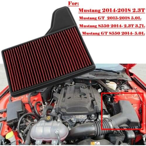 High Performance, Premium, Washable, Replacement Fit For Mustang 2014-2018 2.3T GT 2015-2018 5.0L S550 2014- 2.3T 3.7L GT S550
