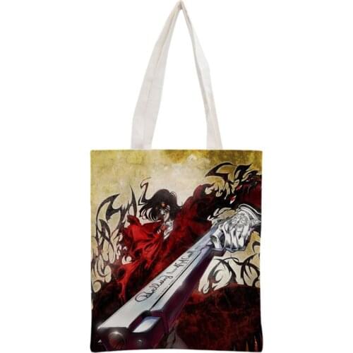 Custom Hellsing Tote Bag Reusable Handbag Women Shoulder Foldable Canvas Shopping Bags Customize your image