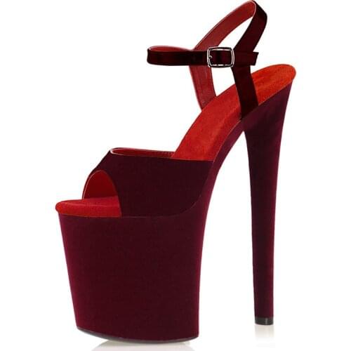 20CM Wine Red Pole Dance Shoes Nightclub Retro Party High Models Platform Sandals Women Stripper Heels Open Toe Sexy Fetish New