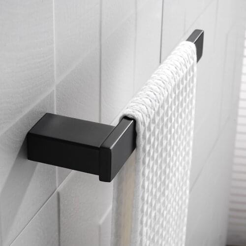 Bathroom Towel Hanger Kitchen Matt Black Towel Holder Square Black Plating Towel Holder Wall Mounted