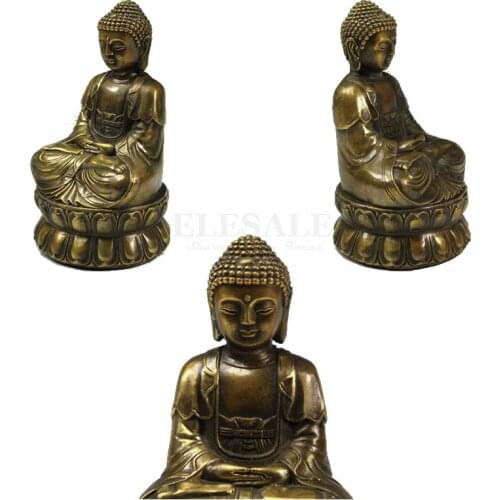 Vintage Brass Meditating Buddha Statue Retro Zen Sitting Buddha Figure Sculpture Home Office Desk Decorative Ornament Gift