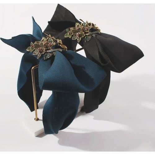 Rhinestone Headband Hair Accessories for Women Rabbit Ears Knot Headbands Big Bow Knotted Headbands Wide Flower Adults Headwear