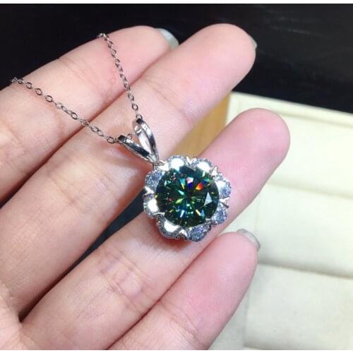 Vintage Flower 2ct Lab Green Diamond Pendant 925 Sterling Silver moissanite Wedding Pendants Choker Necklace For Women Jewelry