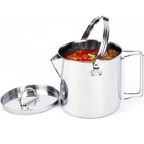 1.2L Outdoor Stainless Steel Kettle Portable Compact Lightweight Cooking Teakettle For Camping Hiking Teapot Coffee Pot Picnic