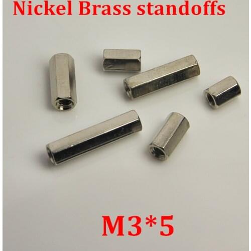 100pcs M3*5 Nickel Plated Brass Standoff Spacer Female female Silver Spacing Screw PCB Board Brass Threaded spacer hex spacer