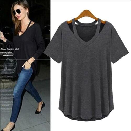 2020 Fashion Shirt Women Tops plus size Womens Clothing,knitted hollow out modal shirts,sexy V neck cotton shirts S-5XL 6XL