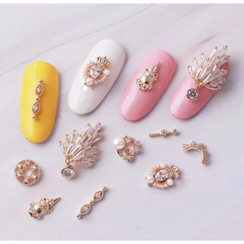 Latest 5 pieces/lot new metal nail art decorations with luxury zircon rhinestones nail art alloy zircon accessories nail charms