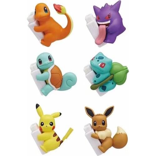 6 Stks/set Anime Pikachu Bulbasaur Squirtle Charmander Eevee Pokemon Figuren Kabel Protector Doll Speelgoed Voor Kinderen Gift