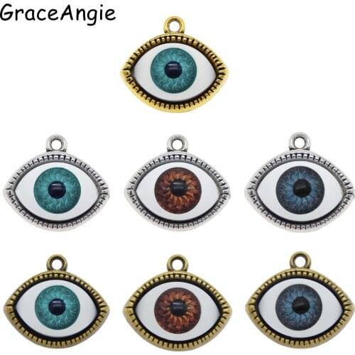 7pieces Mix 3D Evil Eyes DIY Bracelet Charms God Eye Charms Necklace Pendants 22*20mm Handmade Crafts Jewelry Makings Vintage