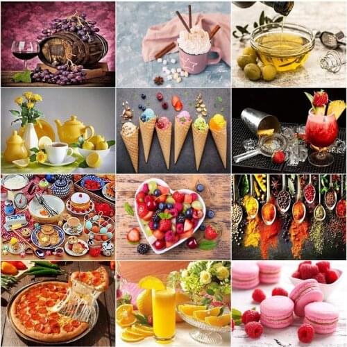 CHENISTORY 40x50cm Full Square Round Drill 5d Diy Diamond Painting Fruit Food Embroidery Cross Stitch Rhinestone Mosaic Spice De
