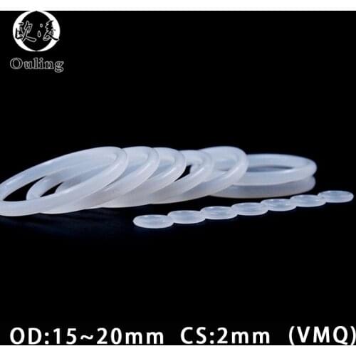 10PCS/lot White Silicone Ring Silicon/VMQ O ring 2mm Thickness OD15/16/17/18/19/20*2mm Rubber O-Ring Seal Gaskets Rings Washer