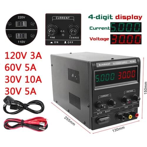 BLAUBUCHT DC Lab Power Supply 30 V 10A Digital Switching Adjustable Power Source 60V 5A Bench Power Supplies Voltage Regulator