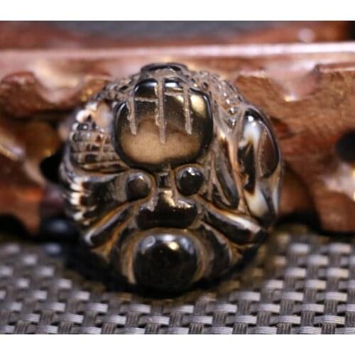 Big Treasure Talisman energy Tibetan Onyx Dragon Head Buddha Hand Totem Heaven eye Hand Carving Pendant Timestown