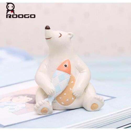 ROOGO polar bear figurines home decoration accessories creative home ornament table cabinet bedroom decor sculpture best gifts
