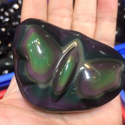 Butterfly shape rainbow obsidian stone beads natural gem stone beads decoration for home for gift wholesale