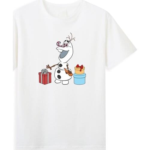 Kawaii Anime Olaf Printed Men T-Shirts Cartoon Disney Frozen Men T Shirts Casual Cotton Top Tee Harajuku Vintage Male Streetwear