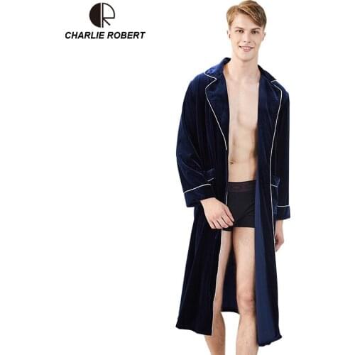 Men Luxury Winter Bathrobe Female Warm Silk Flannel Long Kimono Bath Robe Bathrobes Night Gown