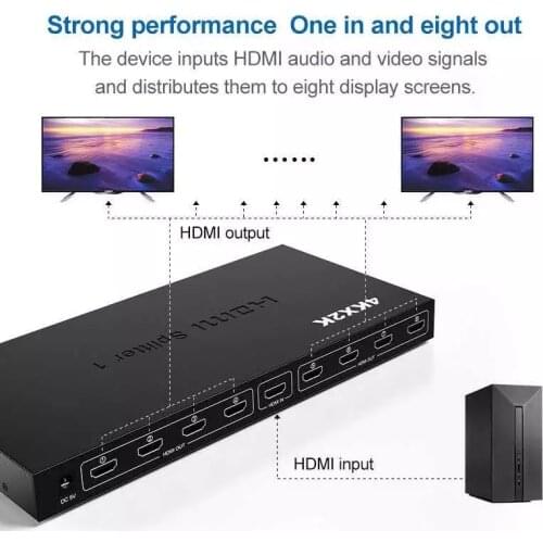 HW-4K108 HD splitter 1 to 8 4K*2K HDMI Connector 1 In 8 out HDMI adapter Full HD HDMI Switch Switcher Splitter for XBOX DVD PS3