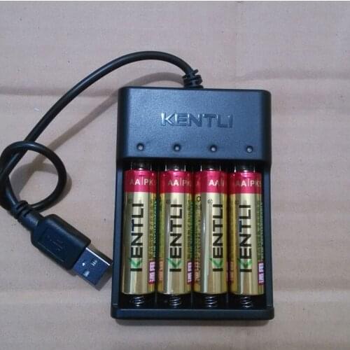 KENTLI 4pcs 1.5v 2800mWh AA rechargeable Li-polymer for microphone KTV lithium battery + 4 slots USB smart Charger
