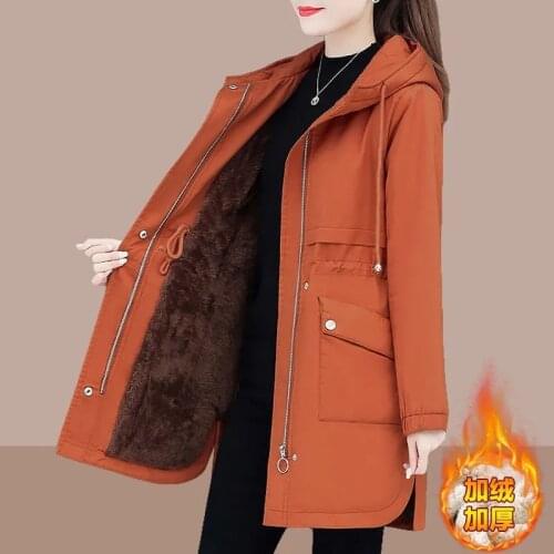 NEW2021 Women Parkas Fashion Coat Elegant Winter Mid Long Cotton Jacket Plus velvet thickening Hooded Collar Female Snow Outwear
