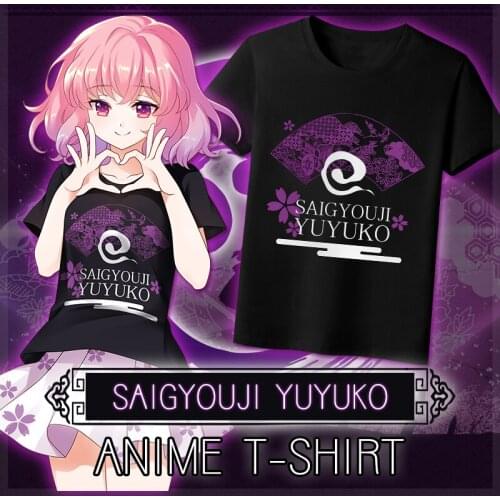MGFHOME Anime JK TouHou Project Saigyouji Yuyuko Cosplay Black Shirt Related T-Shirt Tops Tee Women Men tshirt t shirt