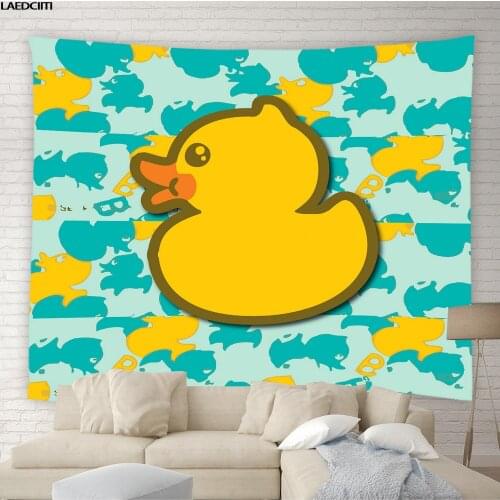 Cute Animal Little Yellow Duck Tapestry Cartoon Child Toy Poster Boy Girl Bedroom Wall Hanging Home Decor Bedspread Sheet Cloth