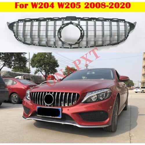 Modified middle grille ABS bumper Diamond GT style front grill vertical bar For Mercedes-Benz C-class W204 W205 2008-2020