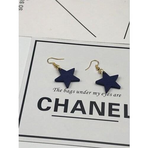 Personality Fashion Woman Earrings Pentagram Shape Alloy Exaggerated Wooden Earrings Girl Gift Party Accessories Jewelry 2018