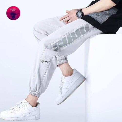 Korean Fashion Men Sweatpants Harajuku Running Mens Clothing 2021 Summer Black Casual Hip Hop Light Drawstring Pants