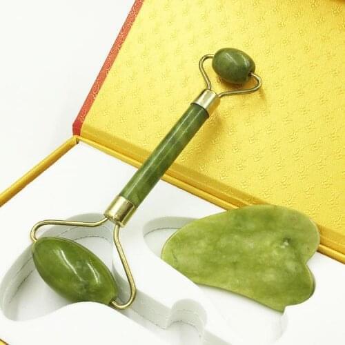 100set Facial Massage Jade Roller Face Neck Natural Stone Health Care Body Jade Gua Sha Board Skin Care Tool Set