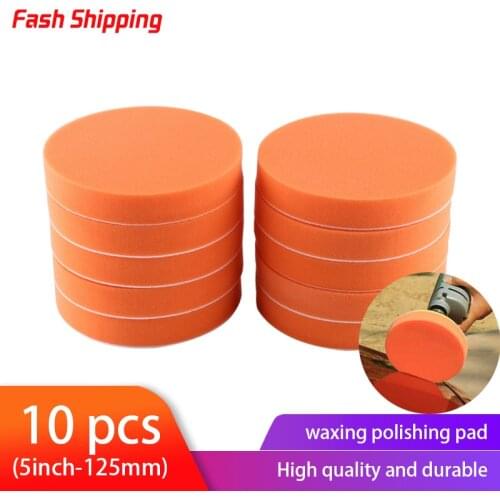 10pcs 5" 125mm Car Buffing Polishing Pads Flat Foam SPonge Waxing Pad Kit Tool For Car Polisher Buffer Auto Care Velcro plate