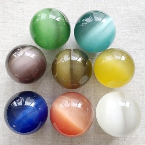 Natural high - quality seven - color cat - eye crystal ball, home art decoration