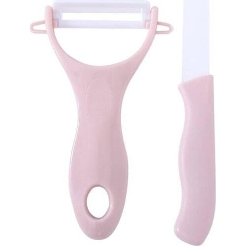 Ceramic Knife 2Pcs/Set Kitchen Knives Peeler Set Plastic Handle Home Fruit Peeling Slices Scrape Tools