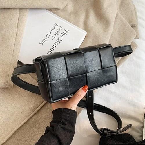 New Branded Weave Designer Fanny Pack for Women 2021 PU Leather Mini Waist Bag Female Multifunction Chest Bag Trending Belt Bag