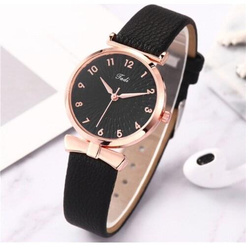 2020 New Womens Watch Leather Strap Quartz Watch Fashion Watch Sun Flower Dial Wristwatch Clock Gifts