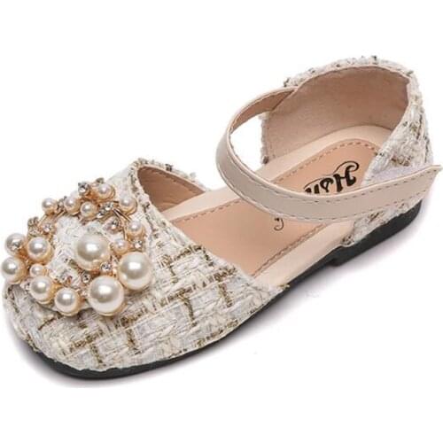 2021 spring new childrens shoes girl beads Sweet Princess wind shoes soft bottom dance performance shoes small shoes