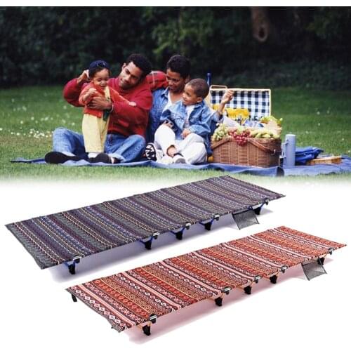Portable Camping Cot Folding Bed Crib Outdoor Aluminum Alloy Lunch Break Beach Camp Bed Storage Bag Camping Hiking Breaks