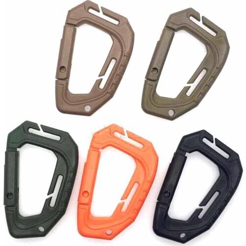 100pcs/pack D Shape 200LB Plastic Snap Clip Carabiner Mountaineering Buckle Outdoor Hanging Keychain Hook Climbing Accessories