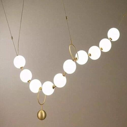 Postmodern Loft Glass Ball Pendant Light Creative Necklace Design Restaurant Hall Led Lights Suspension Lamp Fixtures
