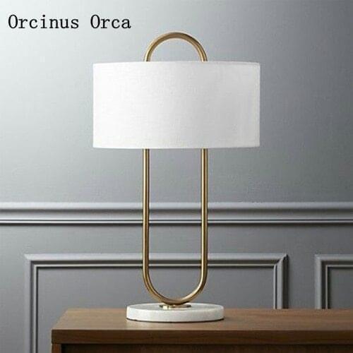 Postmodern Simple Golden Decorative Table Lamp Bedroom Bedside Lamp American Creative LED Art Marble Table Lamp free shipping